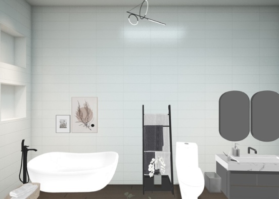 Black and white Bathroom Design Rendering