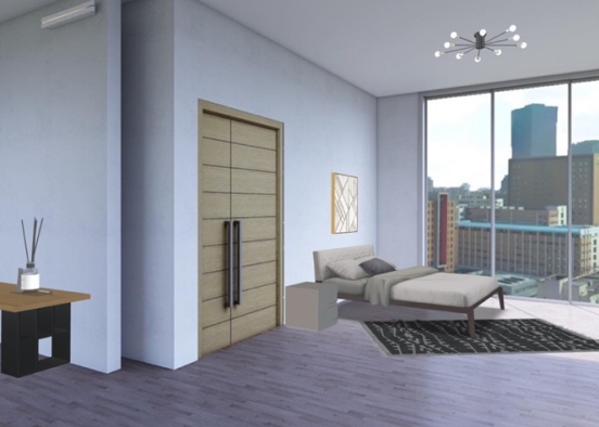 Industrial Style Bedroom Design Rendering