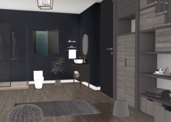 Elegant black bathroom Design Rendering