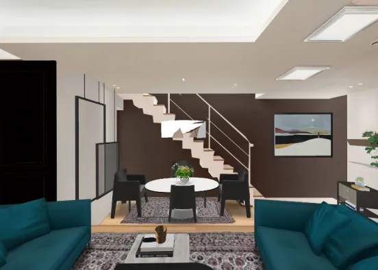 Sala de estar integrada Design Rendering