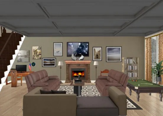 Warm living room Design Rendering