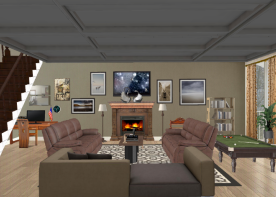 Warm living room Design Rendering