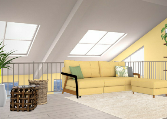 Sala de estar amarela  Design Rendering