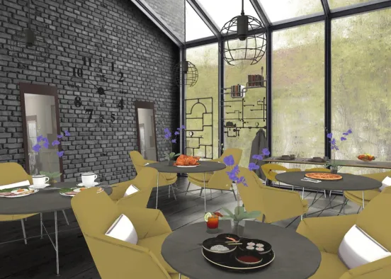 Industrial cafe  Design Rendering