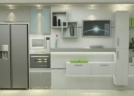 Sala de tv integrada a cocina  Design Rendering