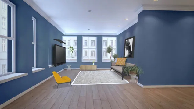 Living room blue n yellow