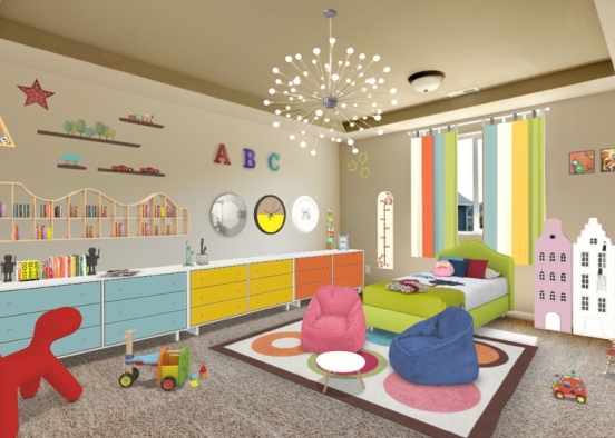 Colourful Kids Bedroom  Design Rendering