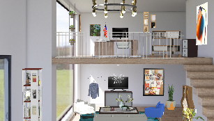 Oficina y sala de estar  Design Rendering