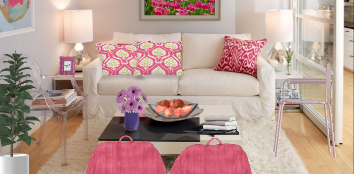 Piccolo soggiorno in rosa Design Rendering