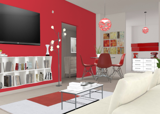 Mini appartamento in rosso Design Rendering