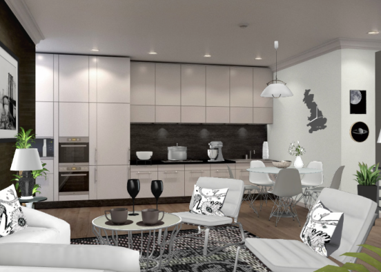 Open space black and white  Design Rendering