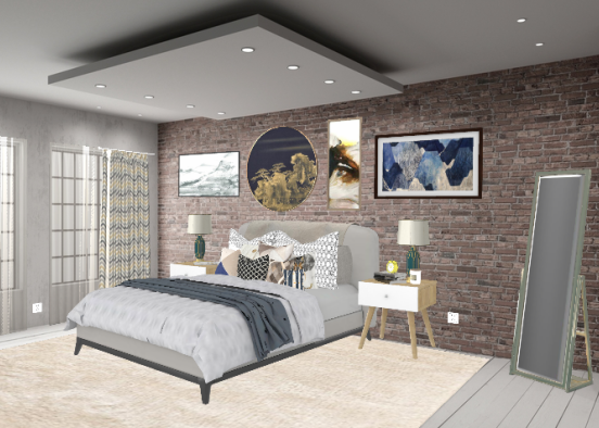 Small Studio Apartment Bedroom Design Rendering
