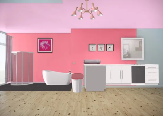 la salle de bain rose  Design Rendering
