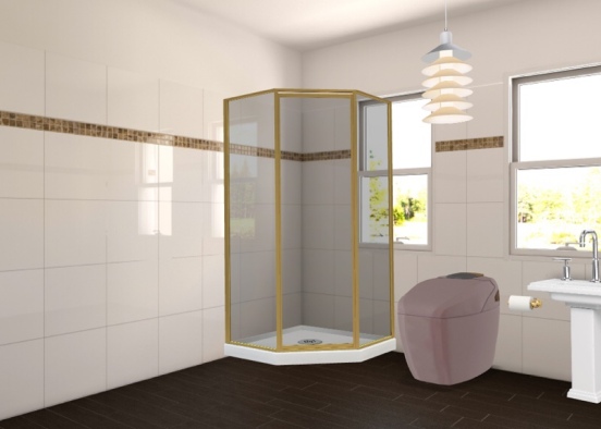 golden bathroom  Design Rendering