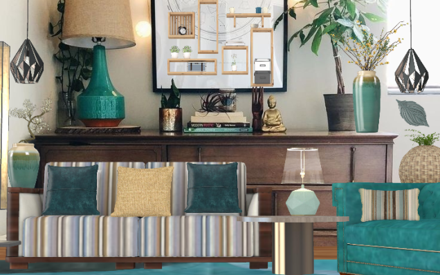 Du turquoise et beige 