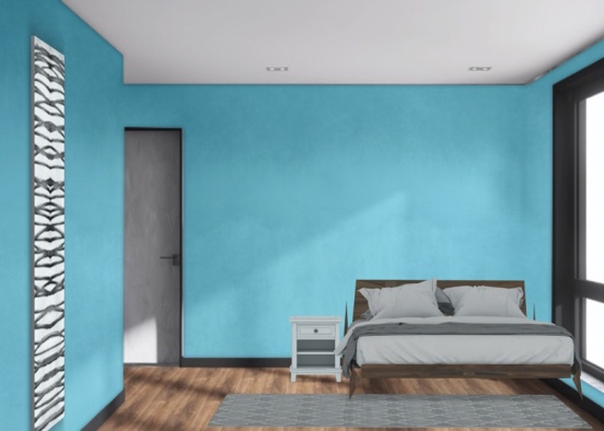 blue and gray bedroom Design Rendering
