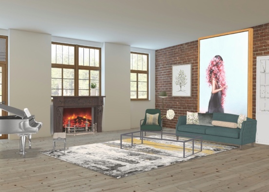 pretty zen living room  Design Rendering