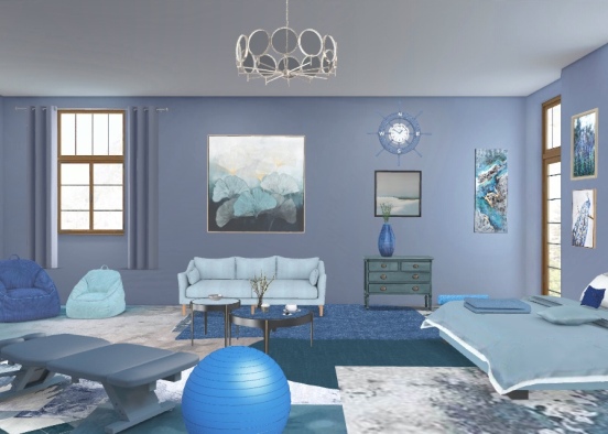blue bedroom  Design Rendering