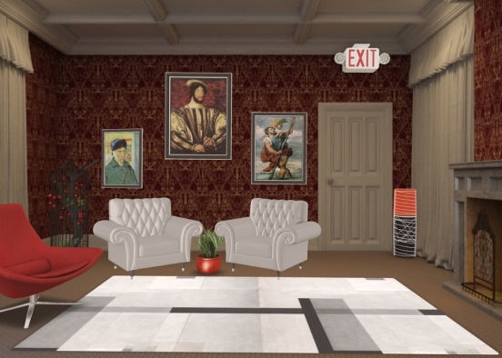 red old fashion room Design Rendering
