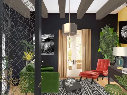 Black Room with Pops of Color