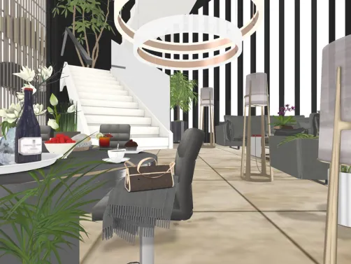 Hotel Lobby and Bar - created on white canvas no template