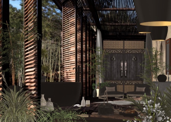 Indoor Outdoor Living - Asian inspired Design Rendering