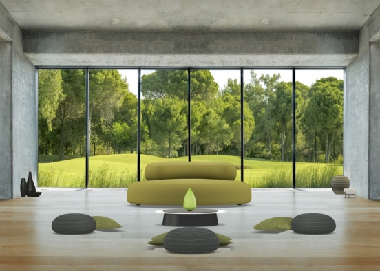 Zen Living Room Design Rendering