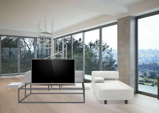White Beach Living room Design Rendering