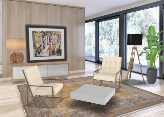 minimal calm sitting room Design Rendering