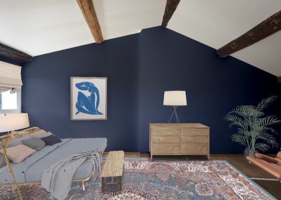 dark blue bedroom Design Rendering