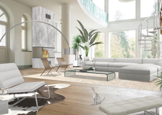SoCal living room Design Rendering