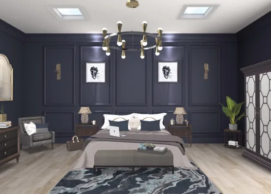 Chic Navy Bedroom 2020  Design Rendering