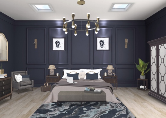 Chic Navy Bedroom 2020  Design Rendering