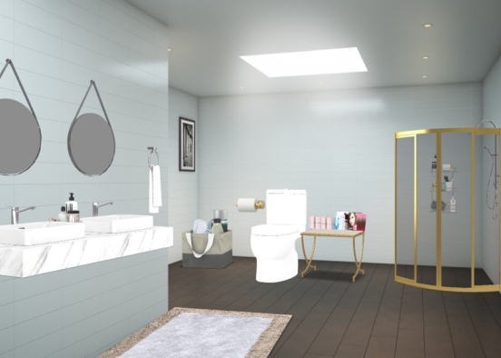 marble and white bathroom  Design Rendering
