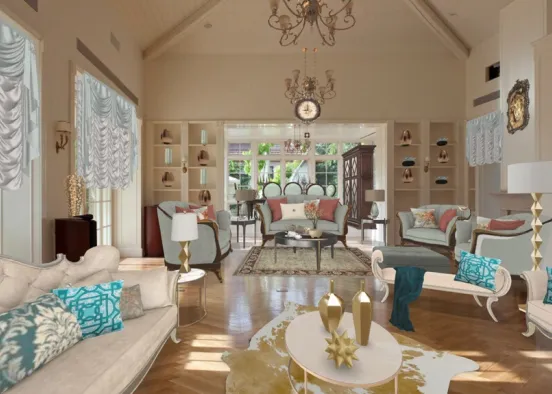 classic living room Design Rendering