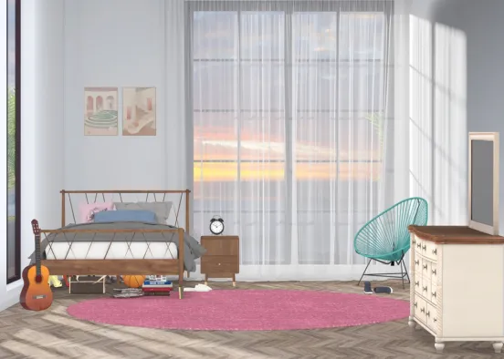 teen girl’s room with ocean view 🌊💗 Design Rendering