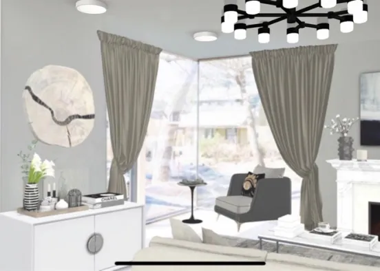 suburban trendy living room @sj.interiors Design Rendering