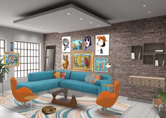 An eclectic modern living room design  Design Rendering