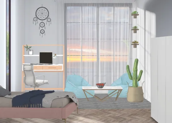 a cute aesthetic pre-teen bedroom Design Rendering