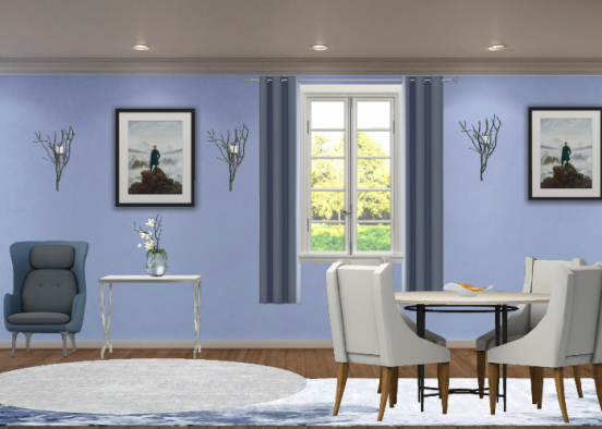 Dining room blue Design Rendering