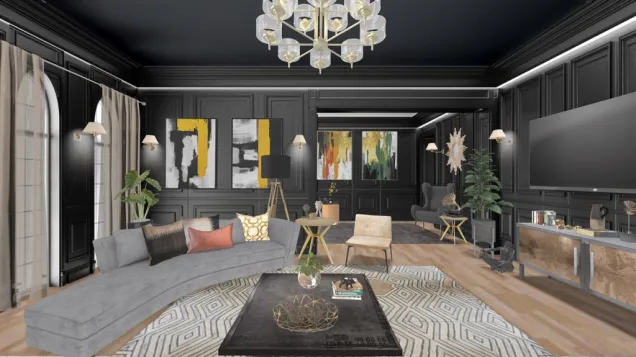 black bold living room