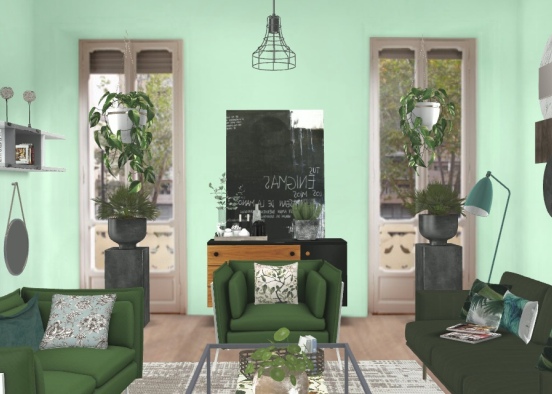 💚Green theme💚- living room Design Rendering