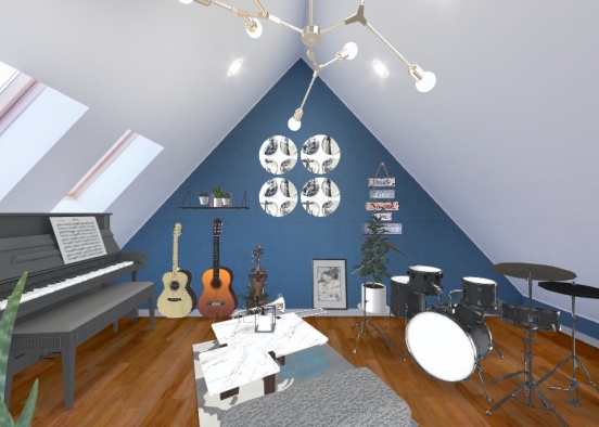 Music studio attic  Design Rendering