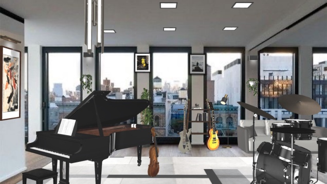 Open concept music studio