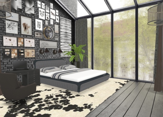 Modern Goth Artist’s Room Design Rendering
