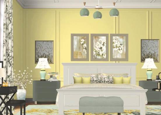 Lemon Lime bedroom Design Rendering