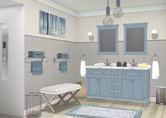 slate blue bathroom  Design Rendering