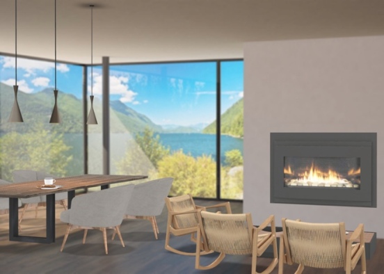 sitting by the fireplace  Design Rendering