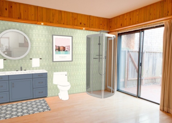 Wooden Bathroom Design Rendering