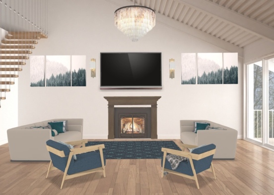 Grand Living Room Design Rendering
